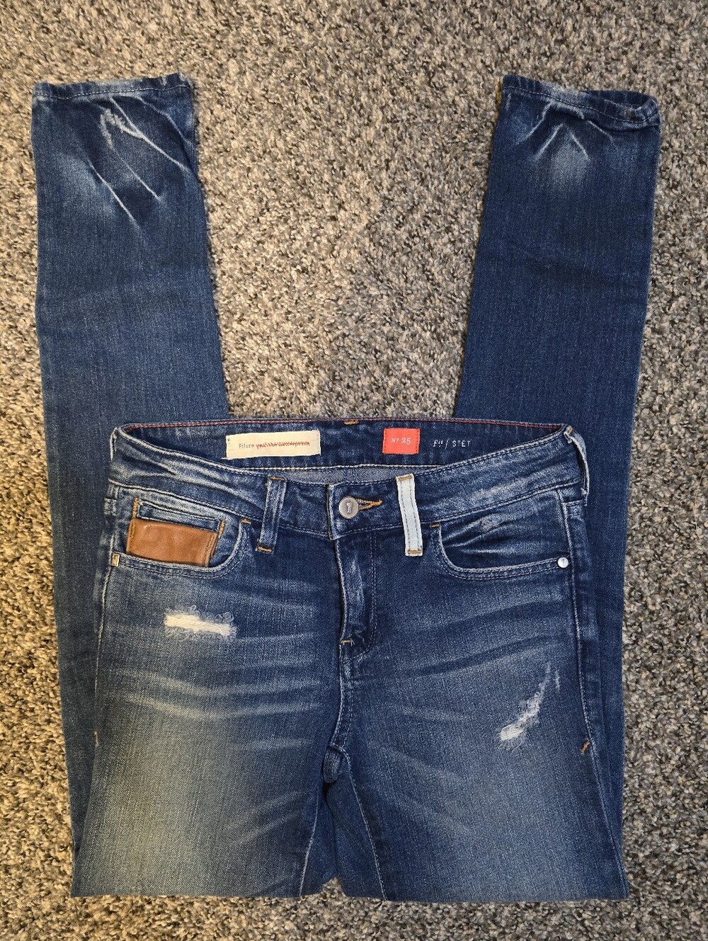 Anthropologie Pilcro Dark Blue Skinny Jeans with Subtle Distressing - Picture 3 of 4